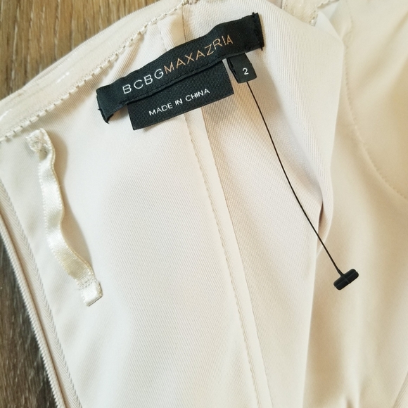 BCBG MAXAZRIA Eve Strapless Pleated Braided Flowy Mini Formal Dress Blush Lined - Picture 12 of 16